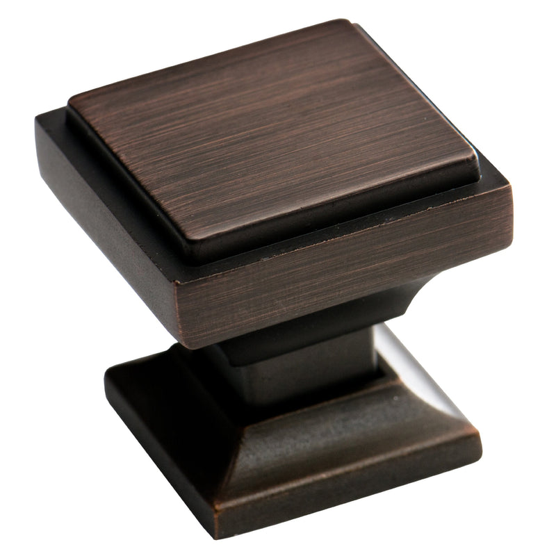 Southern Hills Oil Rubbed Bronze Cabinet Knobs - Pack of 5 - Square Kitchen Drawer Pulls - Venetian Bronze Cabinet Hardware - Dresser Knobs - Drawer Knobs - Cupboard Handles - SHKM002-ORB-5