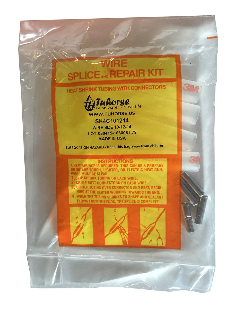 [Australia - AusPower] - Well Pump Wire Splice Kit, Submersible 3M Dual Wall Heat Shrink Tubing and Copper Connector for 4 Wires, 10#12#14 AWG. 