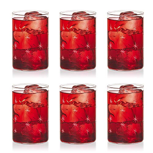 Borosil VDMG295 Vision Deco Medium Galaxy Glass [Set of 6] -Clear Lightweight & Durable Drinkware, Odor Resistant, Dishwasher Safe - For Water, Juice, Beer, Wine, and Cocktails |10 Ounce Cups | 10 oz Cups
