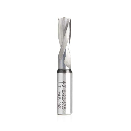 Amana Tool 215008 8mm solid carbide right-hand dowel boring bit, 57.5mm long with 10x25mm shank