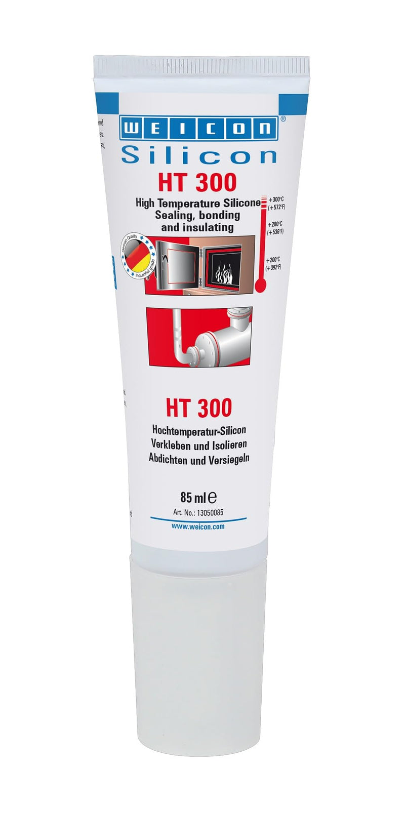 [Australia - AusPower] - WEICON Silicone HT 300 | High Temp Silicone for Sealing, Bonding & Insulating | Withstands up to 572°F | Red | Ideal for Home & Industry | Sealing Cord & Tape, Oven Adhesive, Chimney Adhesive (2.8oz) 