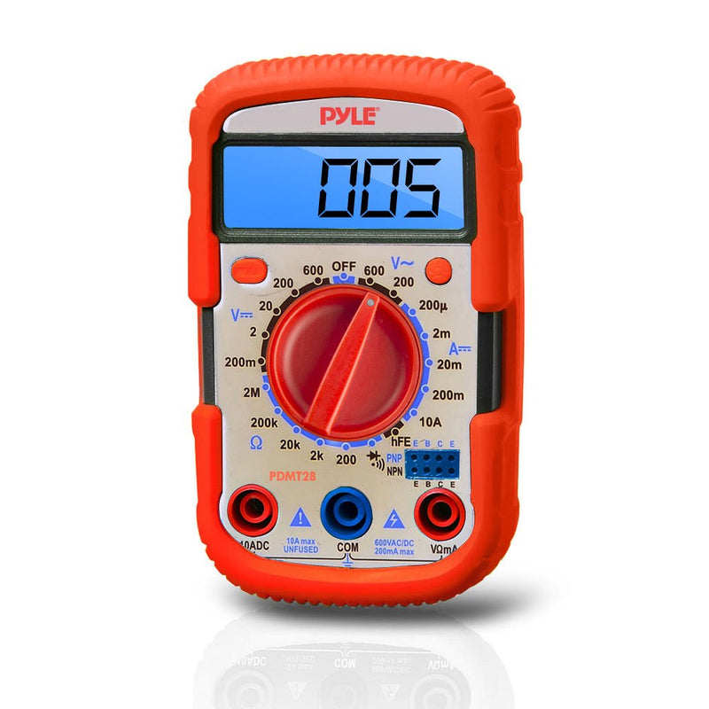 [Australia - AusPower] - Pyle PDMT28 Digital Backlit LCD Multimeter, AC, DC, Volt, Current, Resistance, Transistor and Range with Protective Rubber Case 