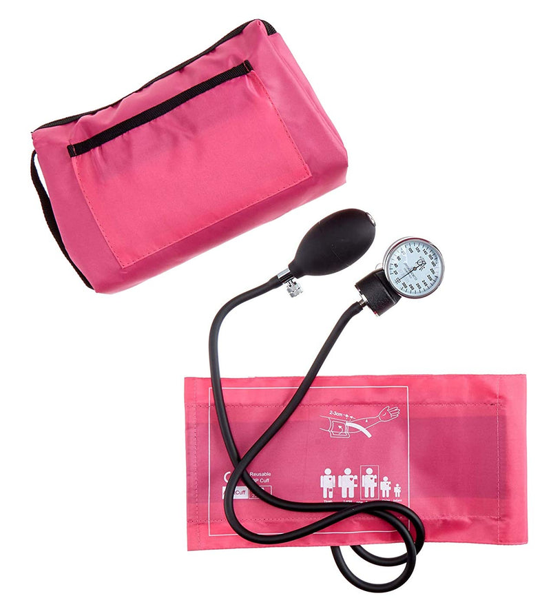 [Australia - AusPower] - EMI Deluxe Aneroid Sphygmomanometer Manual Blood Pressure Monitor Adult Cuff Set with Case - #217 (Pink) Pink 