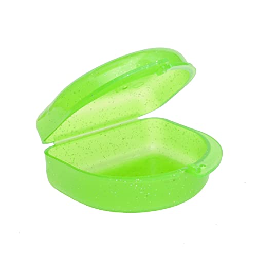 Dental Aesthetics Glitter Mouthguard Case - Mouthguard Box for Orthodontic Holders, Sports Dental Equipment, Dentures & More - Glitter Green, Plastic