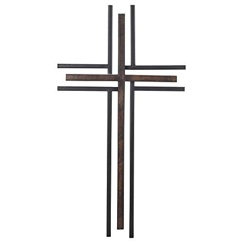 Dicksons Galvanized Look Double Layer 16 inch Decorative Metal Decorative Hanging Wall Cross