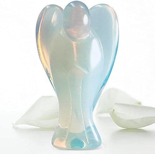 Earth Therapy Original Pocket Guardian Angel with Serenity Prayer Card - Opal Healing Stone Figurine - Bless Yourselves and Your Loved Ones 1.5 inches