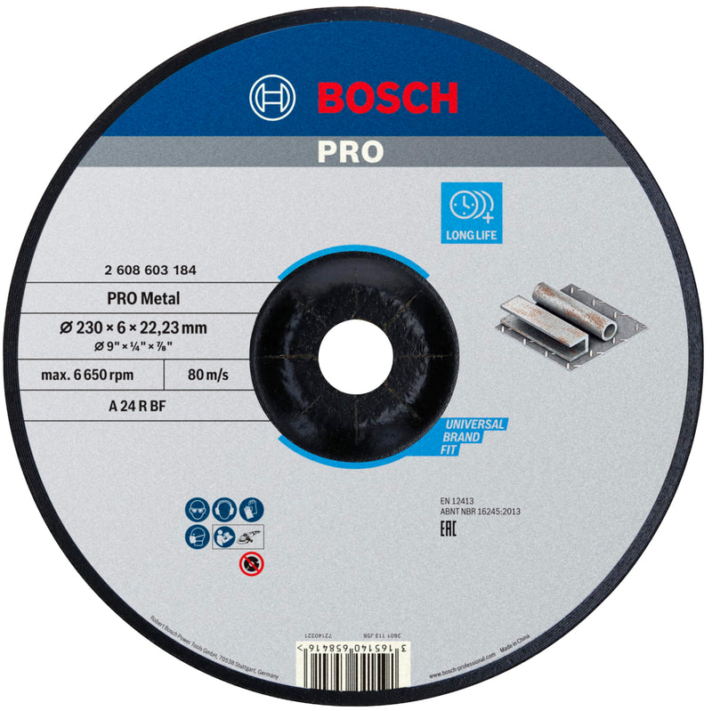 Bosch 2608603184 Standard for Metal Grinding disc with Depressed Centre Ø 230 mm 1 piece