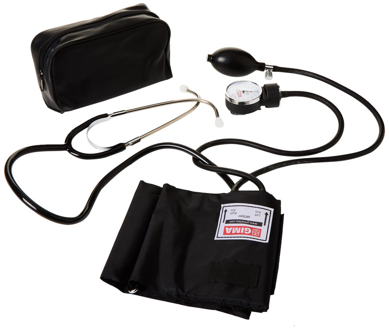 Gima 3273 YTON Aneroid Sphygmomanometers with Integrated fonendo,, Black Blood pressure monitor with built-in stethoscope