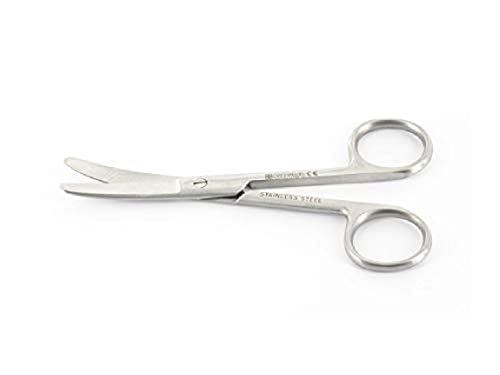 Gima - Curved Surgical Scissors, Blunt End, Length 14.5 cm, Stainless Steel
