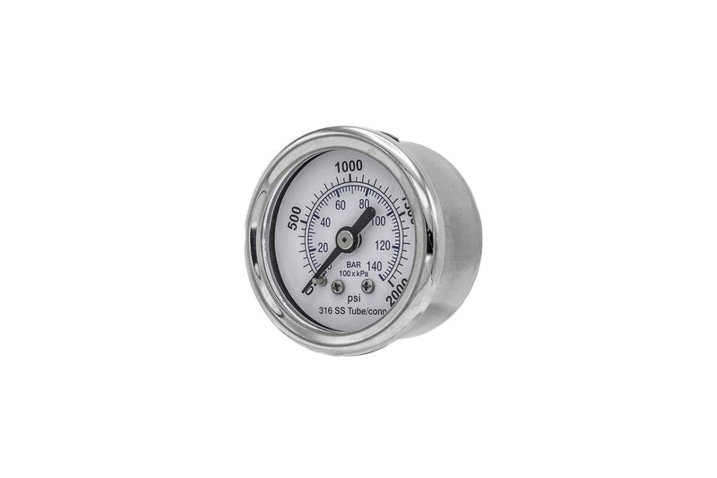 [Australia - AusPower] - PIC Gauges 302D-158O Center Back Mount Dry Pressure Gauge w/ SS Case/Internals/Bezel, PC Lens, 1.5" Dial, 0/2000 psi Range, 1/8" Male NPT 0 - 2,000 PSI 