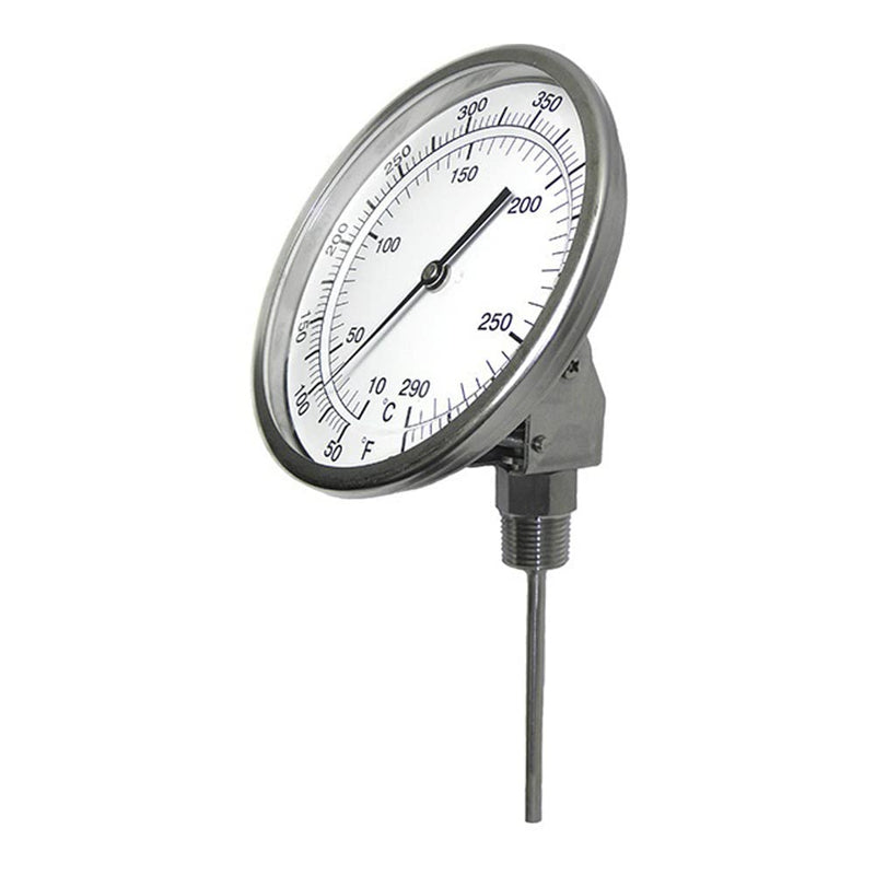 [Australia - AusPower] - PIC Gauges B5B2-MM SS Case Bimetal Thermometer, 316 SS Stem, Back Angle Connection, 5" Dial, 2" Stem Length, 50/300° F & 10/149° C Temperature Range 50/300 Deg F/10/149 Deg C 