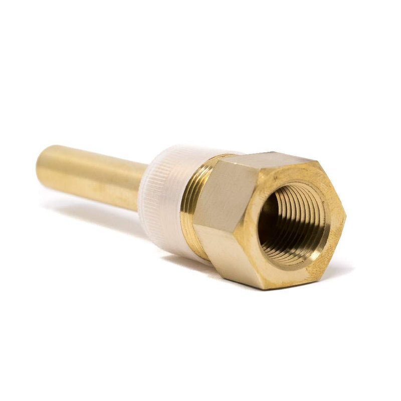 [Australia - AusPower] - PIC Gauges TW-BR04-23S2 Brass Standard Thermowell for Industrial Bimetal Thermometers, Stepped Style, 4" Stem Length, 1/2" NPT x 3/4" NPT, 0.260" Bore Diameter 