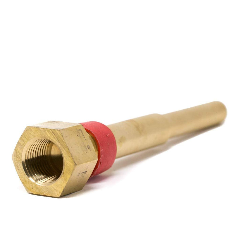 [Australia - AusPower] - PIC Gauges TW-BR06-22S2 Brass Standard Thermowell for Industrial Bimetal Thermometers, Stepped Style, 6" Stem Length, 1/2" NPT x 1/2" NPT, 0.260" Bore Diameter 