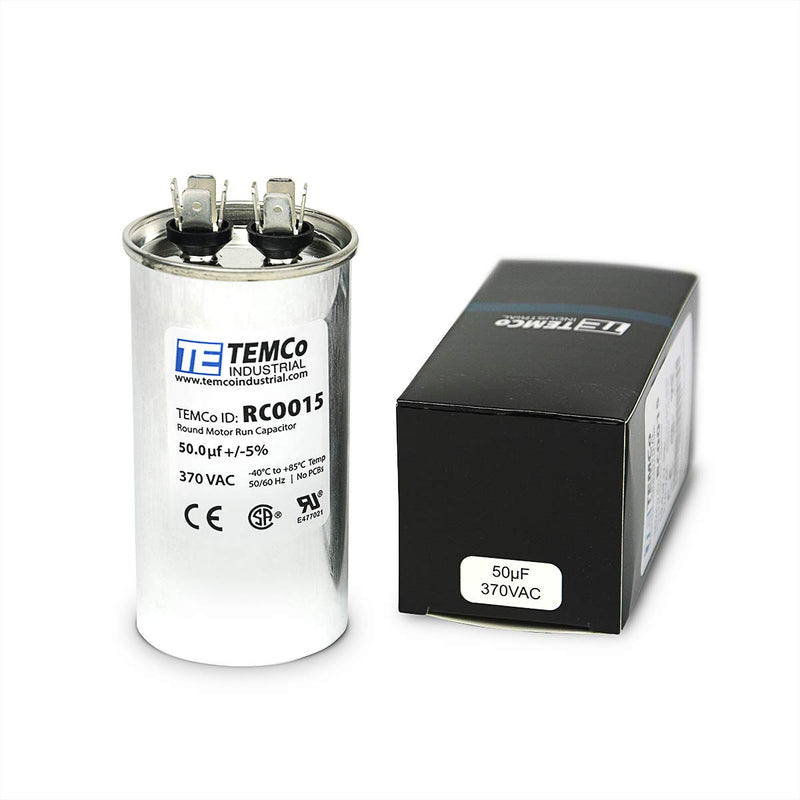 [Australia - AusPower] - TEMCo 50 uf/MFD 370 VAC Volts Round Run Capacitor 50/60 Hz AC Electric - Lot -1 (Optional uf/MFD, Voltage and Lot Quantities Available) 50 uf (1 Pack) 