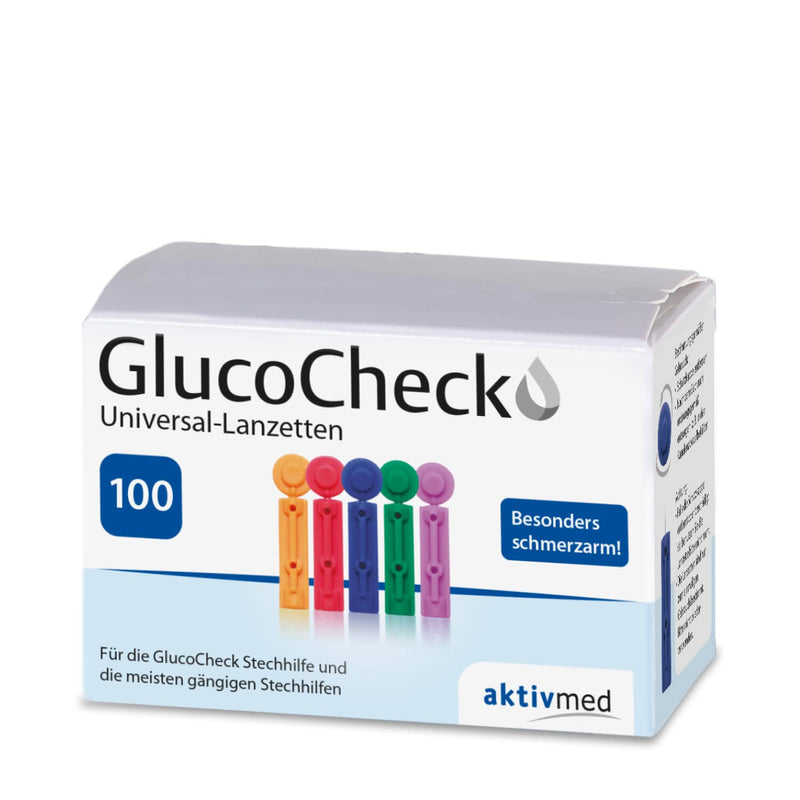 GlucoCheck 100 Universal Lancets - Fits All Standard Lancing Aids - Low Pain Blood Extraction for Blood Sugar Measurement