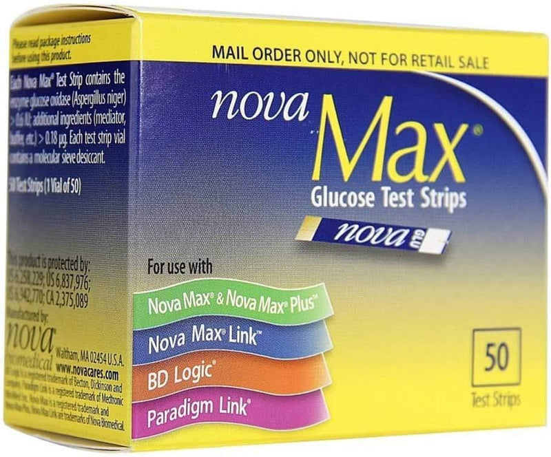 Nova Max Glucose Test Strips 250Ct. Nfrs Bundle Savings (5 boxes of 50Ct= 250CT Total)