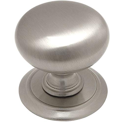 Cosmas 10 Pack 6542SN Satin Nickel Round Cabinet Hardware Knob with Backplate - 1-1/4 Diameter