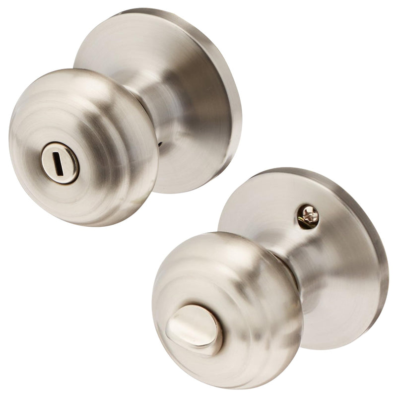 Honeywell Safes & Door Locks - Bedroom Door Knob with Lock and Key - Locking Interior Door Knobs Ideal for Closet, Room & Bathroom Requires Privacy - 5.25" L x 2.75" W Inches - Satin Nickel - 8101302
