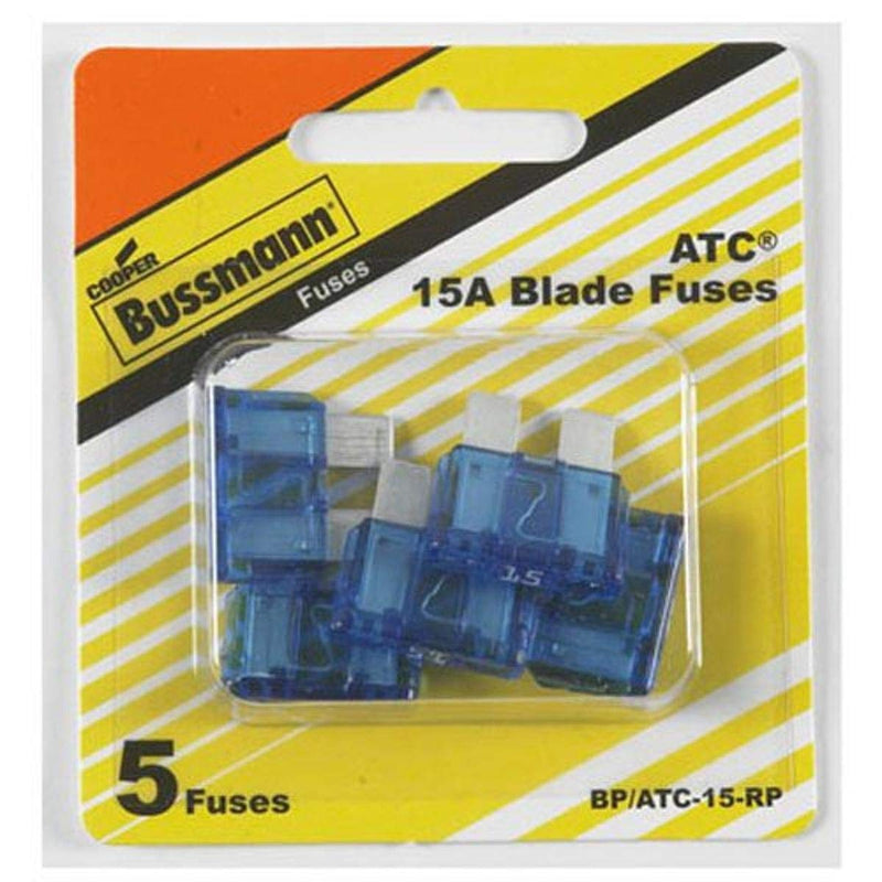 [Australia - AusPower] - Bussmann BP/ATC-15-RP ATC Automotive Blade Fuse (15 Amp (Card)), 5 Pack 