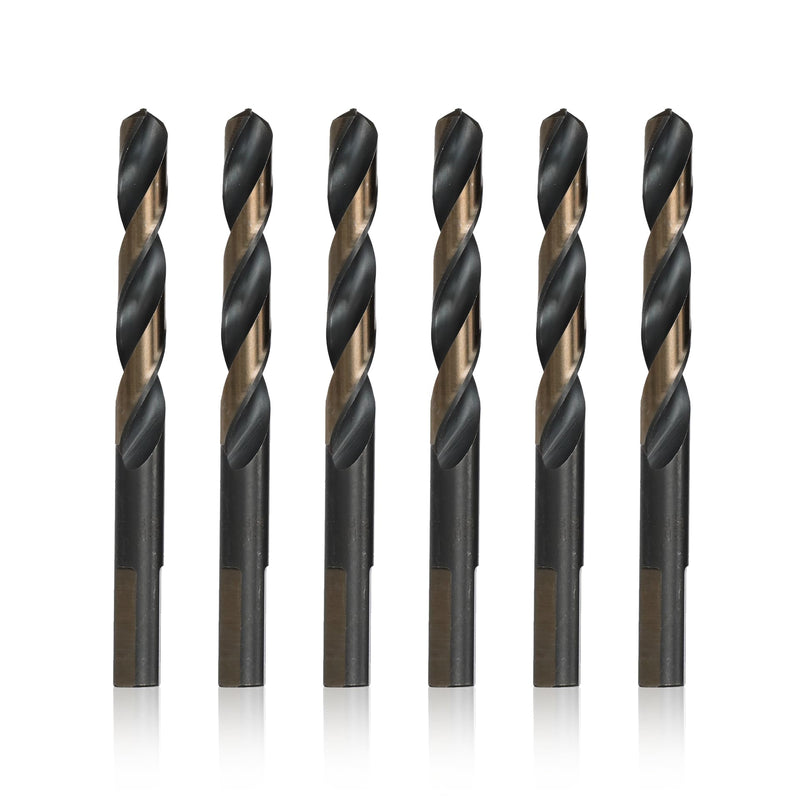 Drill America 25/64" High Speed Steel Black & Gold KFD Split Point Drill Bit with 3-Flat Shank (Pack of 6), KFDML Series 25/64 inches