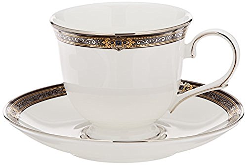 Lenox - 104291002 Lenox Vintage Jewel 2-piece Teacup and Saucer Set, Tea Cup & Saucer, White
