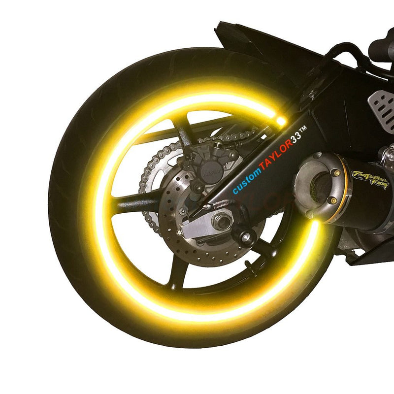 customTAYLOR33 (All Vehicles Yellow/Gold High Intensity Grade Reflective Copyrighted Safety Rim Tapes (Must Select Your Rim Size), 17" (Rim Size for Most SportsBikes) 17" (Rim Size for Most SportsBikes)