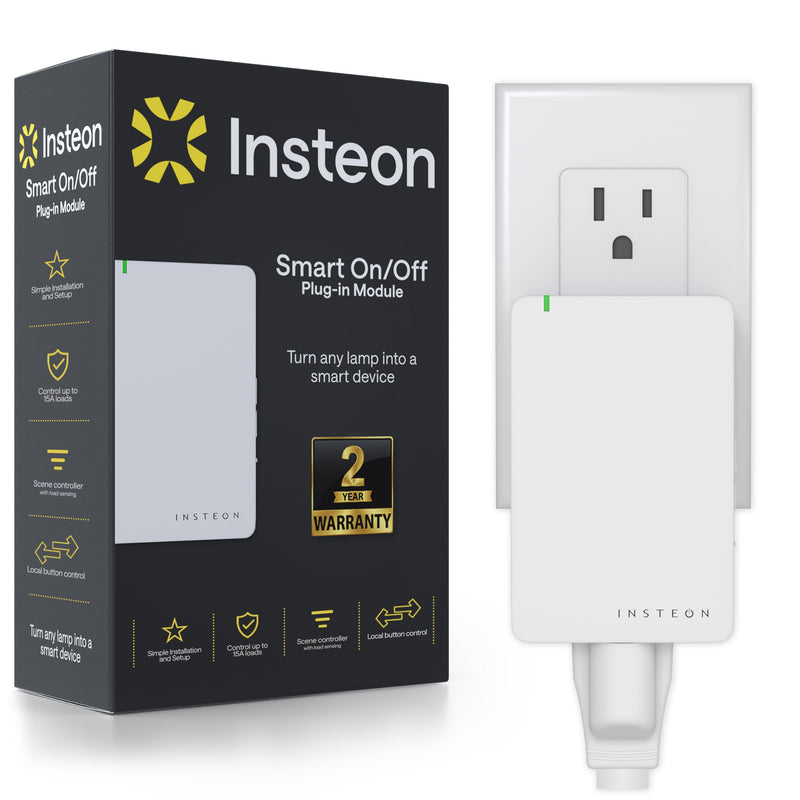 Insteon Smart On/Off Plug-in Module, 1800W Indoor Smart Outlet - 2635-222 | Dual-Band, Acts as an Insteon Mesh Network Repeater, Indoor Use Only, Hub Required for Amazon Alexa & Google Home Assistant On/Off Plug In Module