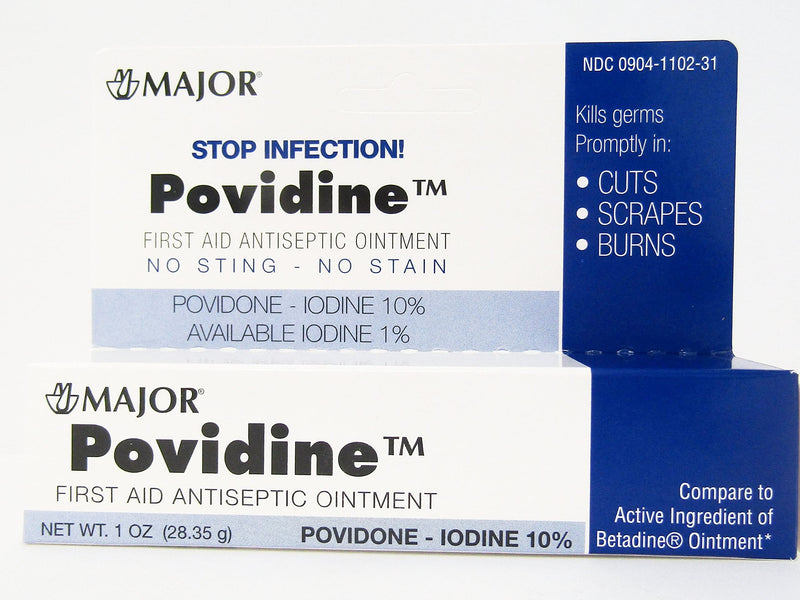 [Australia - AusPower] - Major Povidine Povidone Iodine 10% First Aid Ointment 1 Oz / 28.35gm for Cuts Scrapes Burns (Compate to Betadine) 