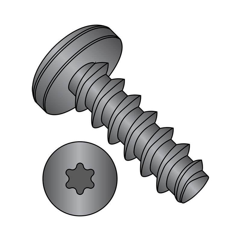 [Australia - AusPower] - Small Parts 0606LTPB Steel Thread Rolling Screw for Plastic, Black Oxide Finish, Pan Head, Star Drive, #6-19 Thread Size, 3/8" Length (Pack of 100) 