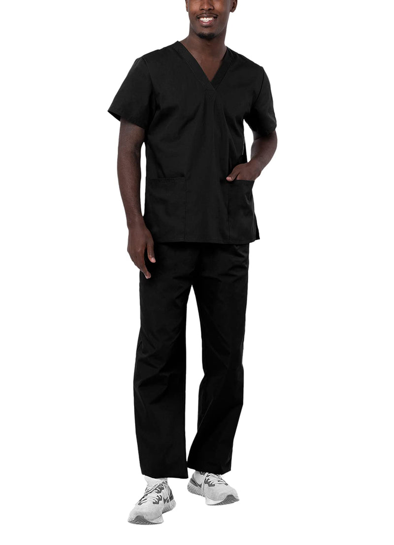 [Australia - AusPower] - Adar Universal Unisex Scrubs - Unisex Drawstring Scrub Set Medium Black 