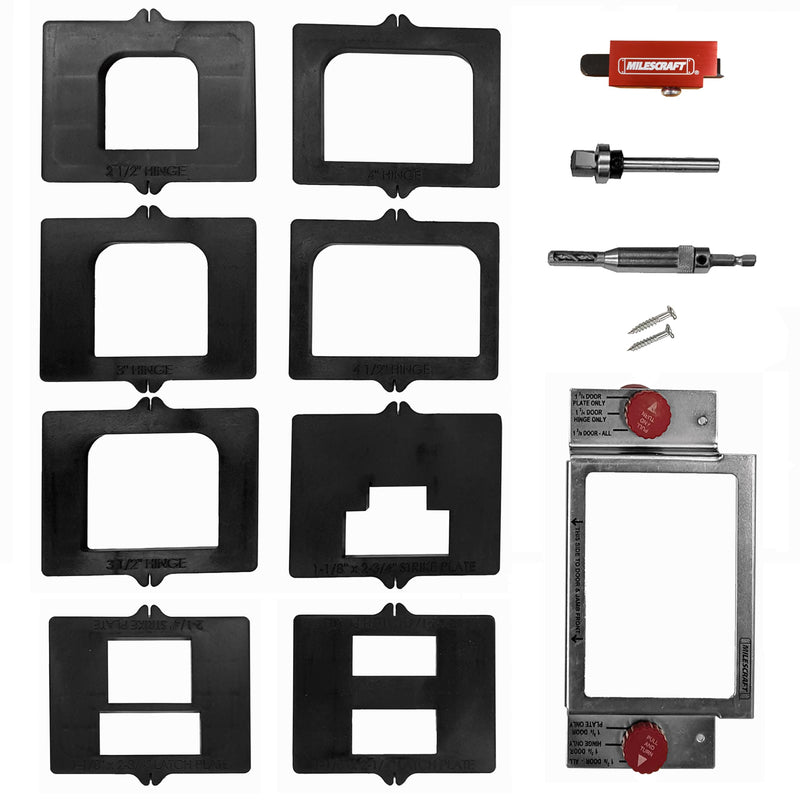 Milescraft 1220 Hinge Mate350 –Complete Hinge Installation Kit-Cut Hinge Mortises on Doors, Jambs, Latches & Strike Plates -Includes All Hardware for 1-3/8in & 1-3/4in Doors & 2-1/2 in to 4.5in Hinges , Black