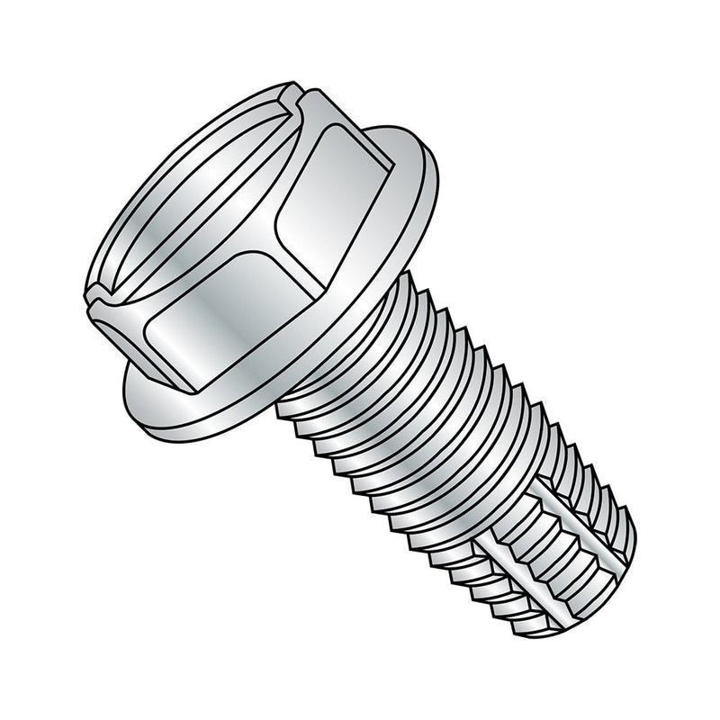 [Australia - AusPower] - Small Parts 0808FSW Steel Thread Cutting Screw, Zinc Plated Finish, Hex Washer Head, Slotted Drive, Type F, #8-32 Thread Size, 1/2" Length (Pack of 100) 