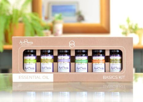 [Australia - AusPower] - ArOmis Essential Oil Kit - Organic - Pure Therapeutic Grade - Undiluted Premium 150 Micron Filtered for Nebulizer Use (0.34 Fl Oz (Pack of 6), Basic Kit) 