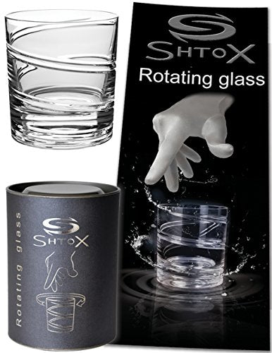 Rotating Glass (Art 002) Spinning Whiskey Glass for Any Occasions - Unique and Old Fashioned Barware Tumbler Crystal Whiskey Glasses, Spin Glasses for Scotch, Bourbon, Cocktail 320ml Art 001