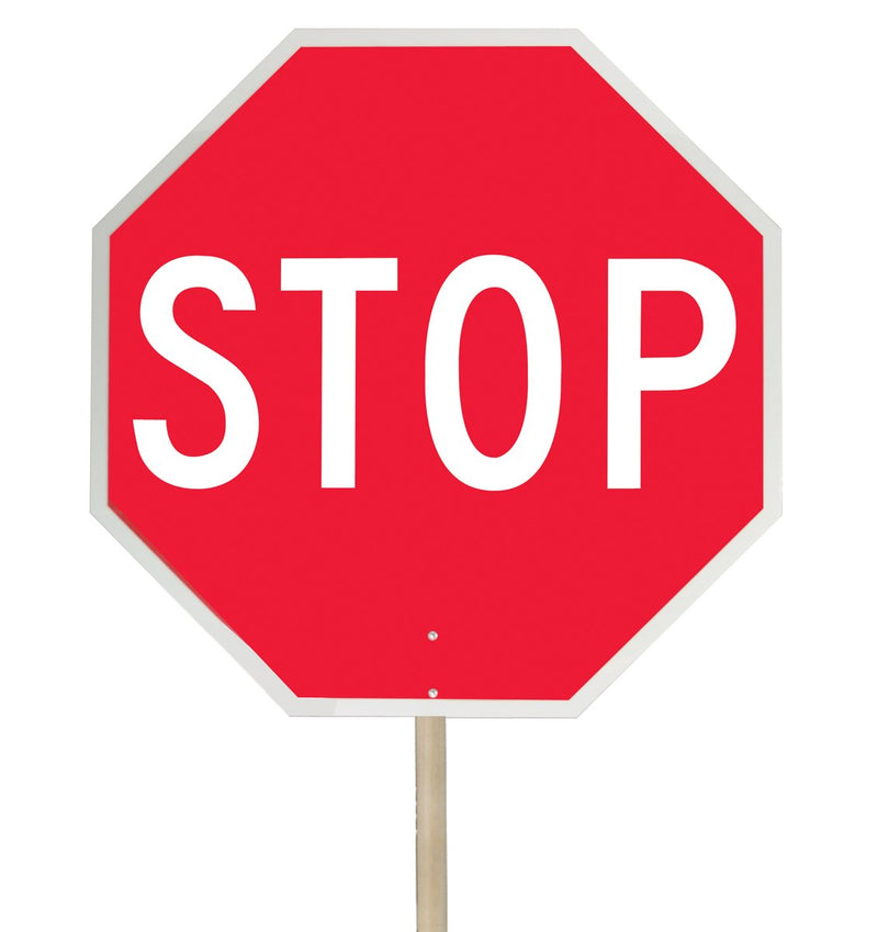 Accuform Signs FSP181 Non-Reflective, Lightweight Hardboard 18" Paddle Sign, Legend "Stop/Slow", with 10" Wood Handle