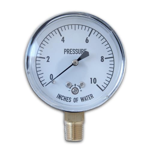 Kodiak Controls KC25-10 low pressure gauge, 10 PSI, black dial with clear pressure markings
