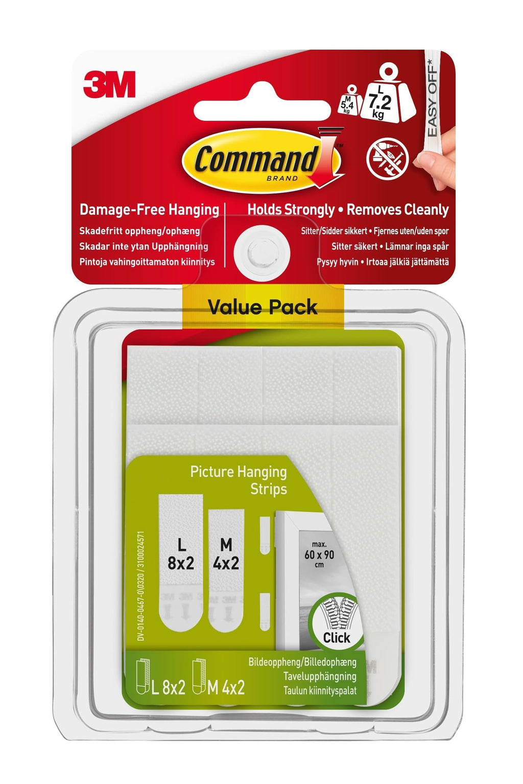 Command Medium and Large Picture Hanging Strips, Damage Free Hanging Picture Hangers, No Tools Wall Hanging Strips for Living Spaces, White, 4 Medium Pairs and 8 Large Pairs