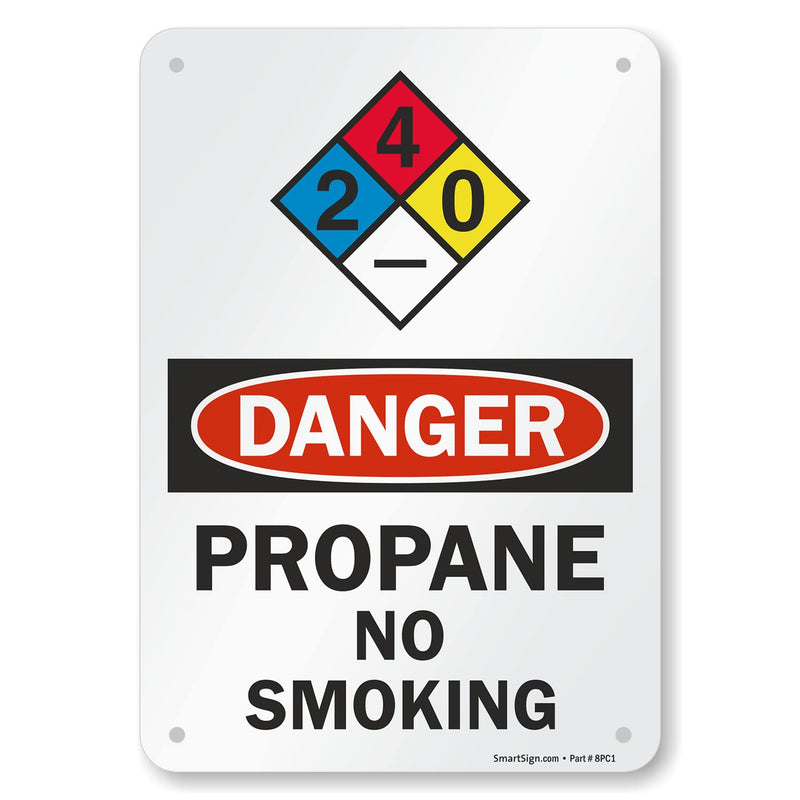 [Australia - AusPower] - SmartSign "Danger - Propane, No Smoking" NFPA Sign | 7" x 10" Aluminum 10" x 7" 