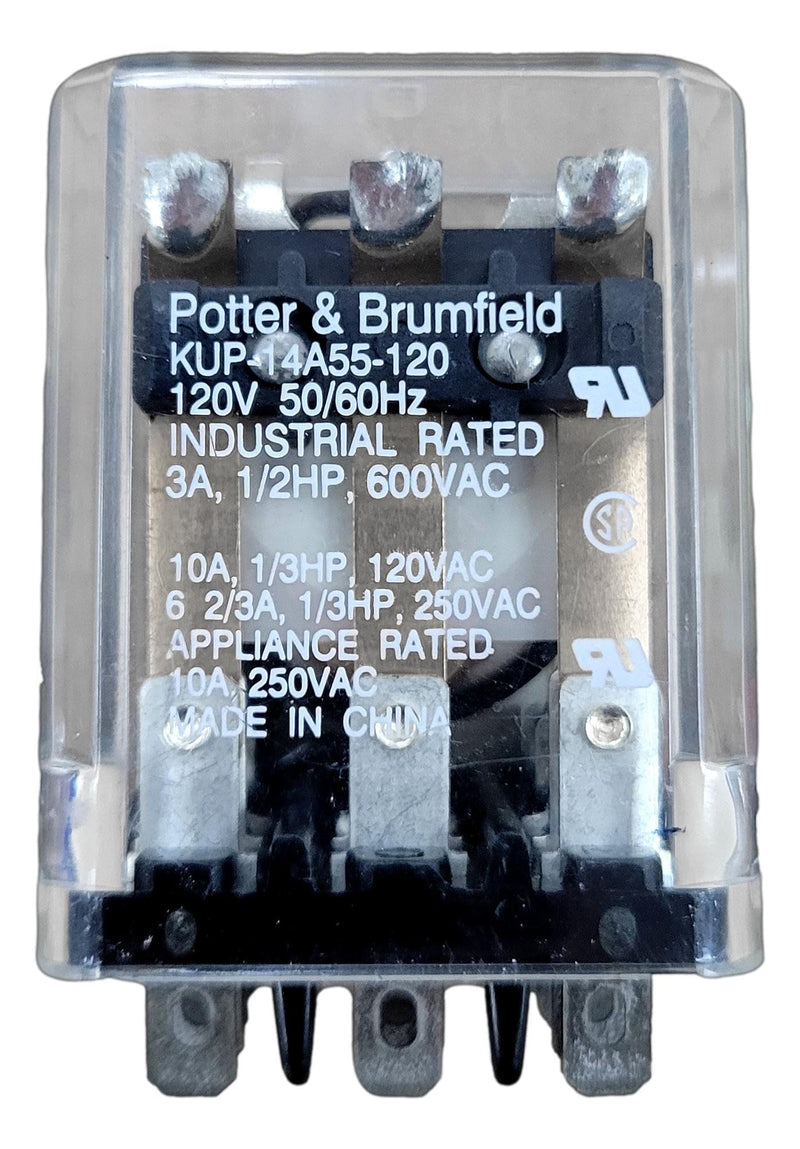TE CONNECTIVITY/POTTER & BRUMFIELD KUP-14A55-120 Power Relay, 3PDT, 120VAC, 10A, Bracket