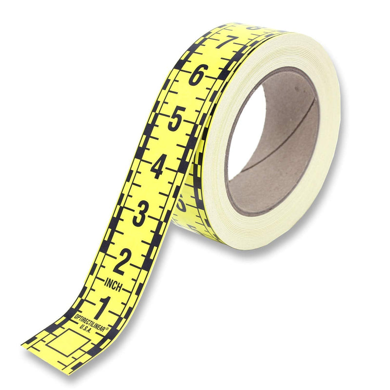 Adhesive Continuous Ruler Roll Tape – Fractional – 1 1/2 Inches Wide, 12 Inch Long X 105 Repeats – Vertical Up – Yellow