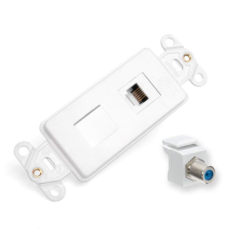 [Australia - AusPower] - Leviton 41658-W Decora Wall Jack Insert Kit, 6P6C X F, 110 Style, White Image 