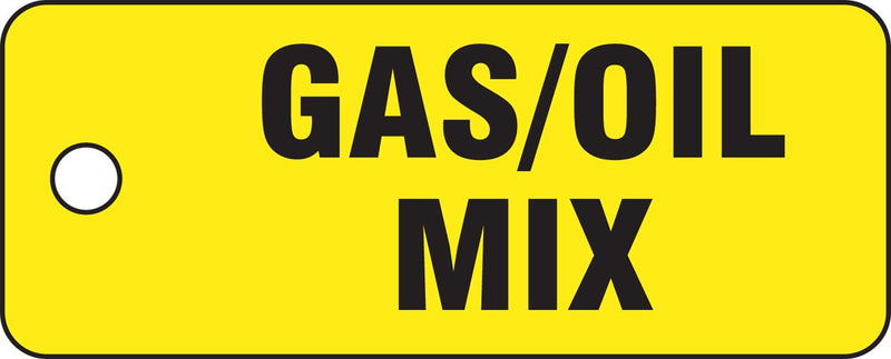 [Australia - AusPower] - Accuform Signs TCH206 Container Tag, Legend "Gas/Oil Mix", 2" Length x 5" Width x 0.080" Thickness, Polycarbonate, Black on Yellow 