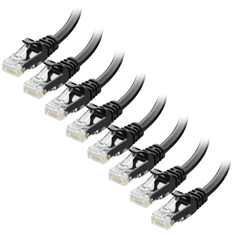 Cable Matters 1Gbps 8-Pack Snagless Cat 5e Ethernet Cable - 10ft, Gigabit Cat5e Cable, Cat5e Ethernet Cord, Black 10 Feet