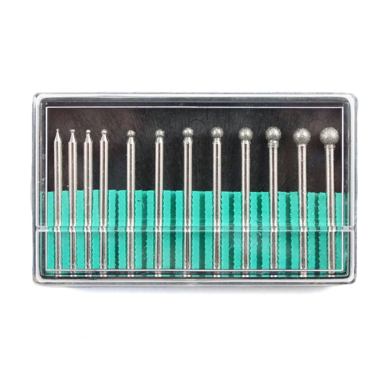 [Australia - AusPower] - 12pc Universal Diamond Burr Bit Set 1/8" Shank for Rotary Tool 150 Grit 