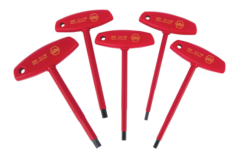 Wiha Tools 33478 Insulated T-Handle Hex Metric Set with 4.0, 5.0, 6.0, 8.0 and 10.0mm, 5-Piece, multi, one size Metric Insulated Set, 5 piece