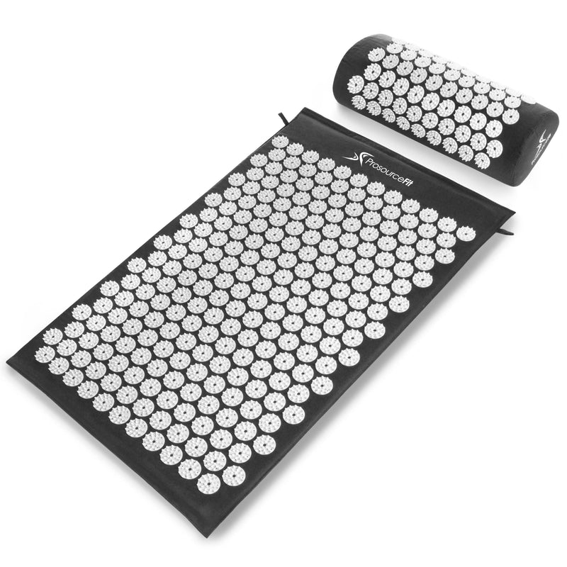 [Australia - AusPower] - ProsourceFit Acupressure Mat and Pillow Set for Back/Neck Pain Relief and Muscle Relaxation Black/White Large 