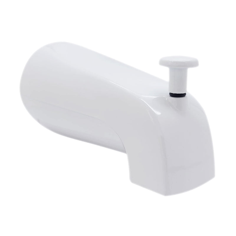 Westbrass E531D-1F-50 5-1/4" Reach Wall Mount Tub Spout with Front Diverter, Powder Coat White 1 Pack