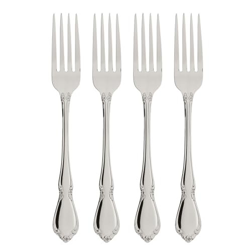 Oneida Chateau Dinner Forks Silverware Set for 4, Flatware Dinner Forks, Set of 4