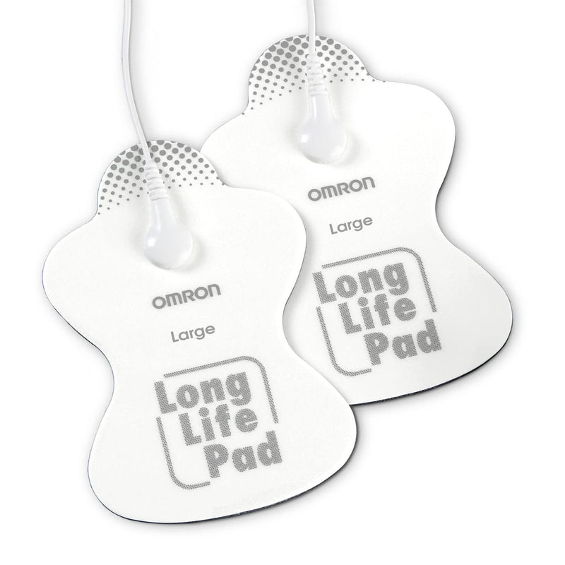 OMRON Long Life Pads for TENS Unit Muscle Stimulator - Large - Drug-Free Pain Relief - Includes 2 Reusable TENS Unit Pads - Durable, Reusable & Washable Large Pads