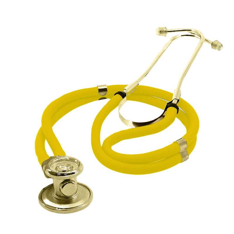 [Australia - AusPower] - Dixie Ems Sprague-Rappaport Type Two Tube Stethoscope – Yellow with Plated Gold 